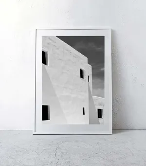 'Afternoon Light' Ibiza / B & W Framed Print / A0