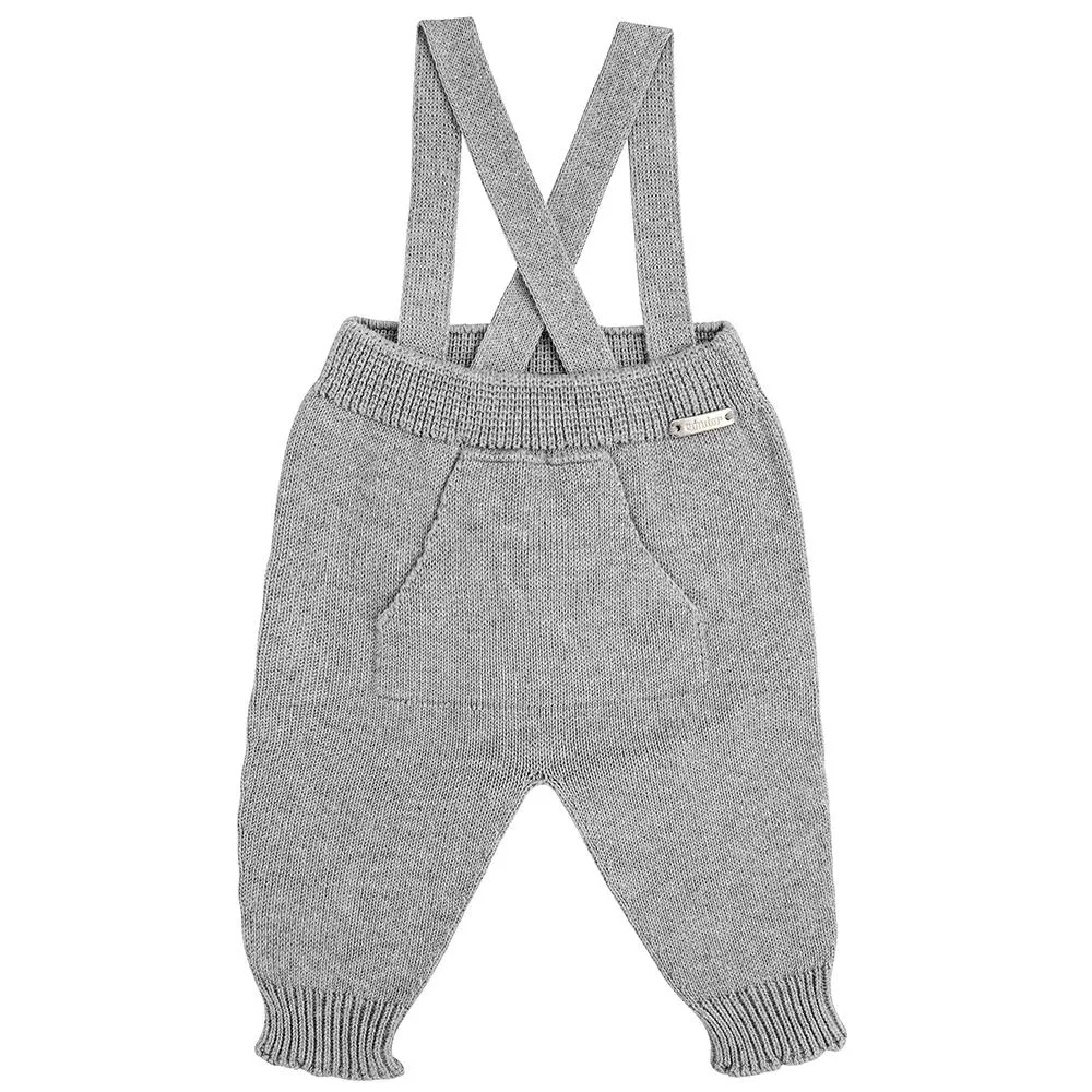 Aluminium Grey Knitted Trousers with Braces