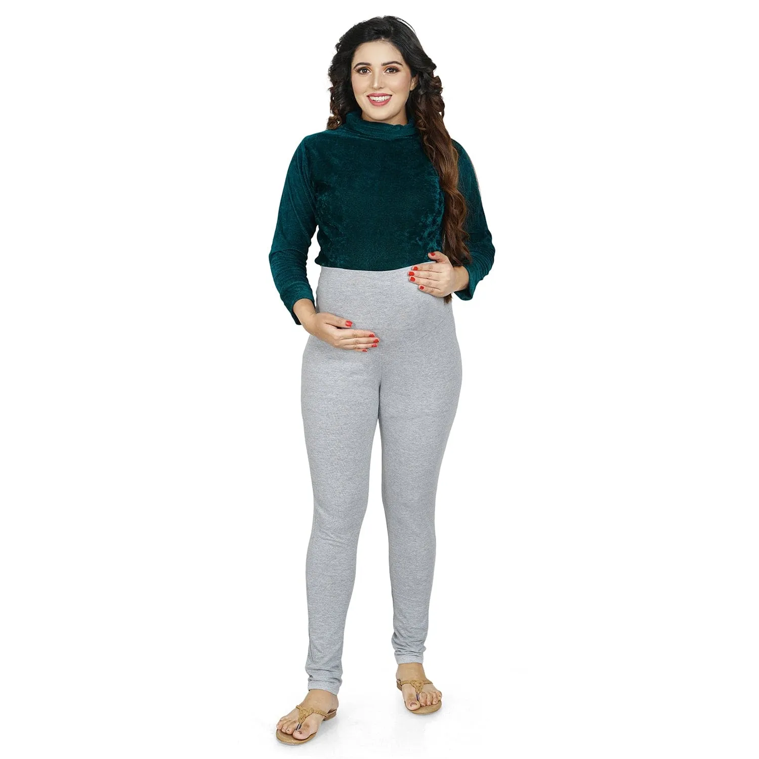 Baby Moo Soft And Comfy Full Length Maternity Leggings Solid - Grey