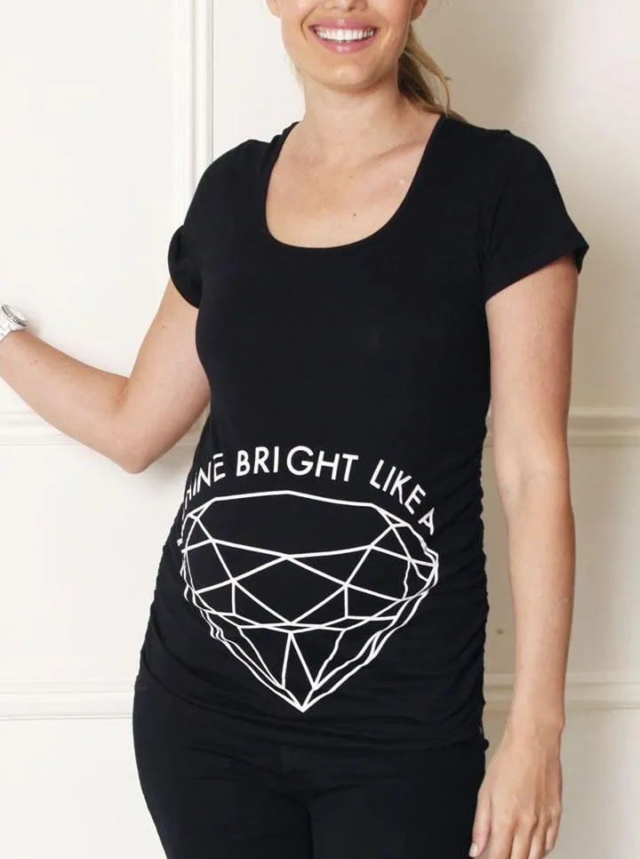 Basic Maternity Slogan Top: Shine Bright like a Diamond Tee