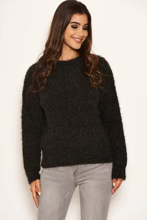 Black Chenille Knitted Jumper