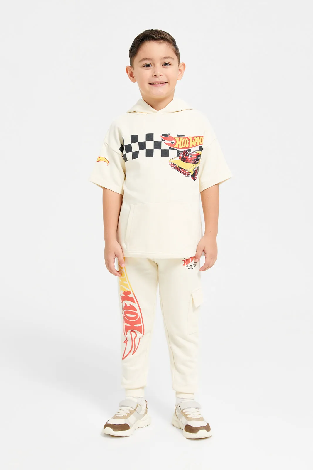 Boys Ivory Hot Wheels Track Pants