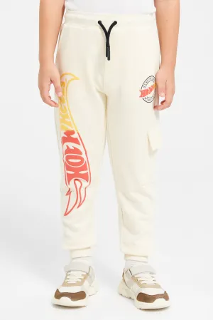 Boys Ivory Hot Wheels Track Pants