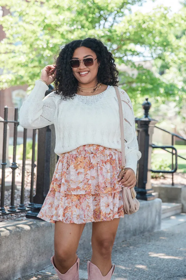 Breezy Beige And Mustard Floral Tiered Skort FINAL SALE