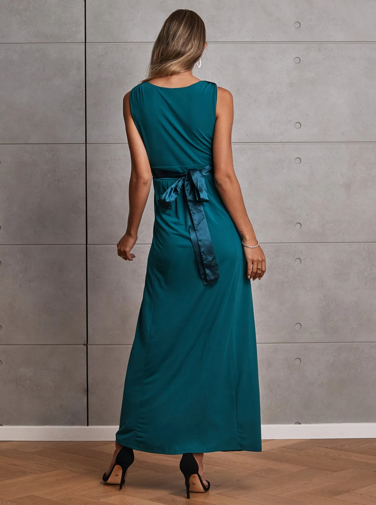 Carla Maternity Evening Dress in Teal Green