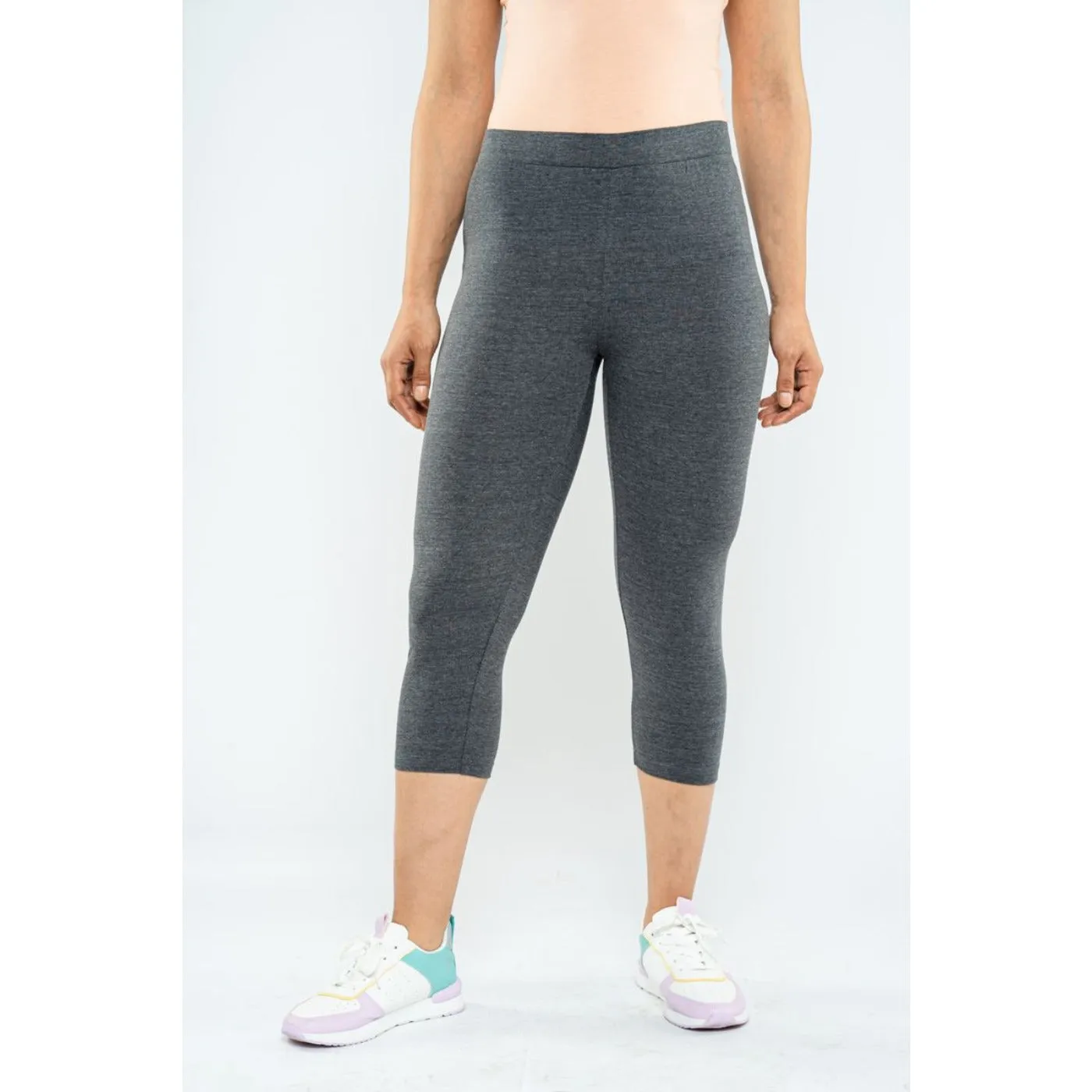 Charcoal Plain Cropped Legging Pants