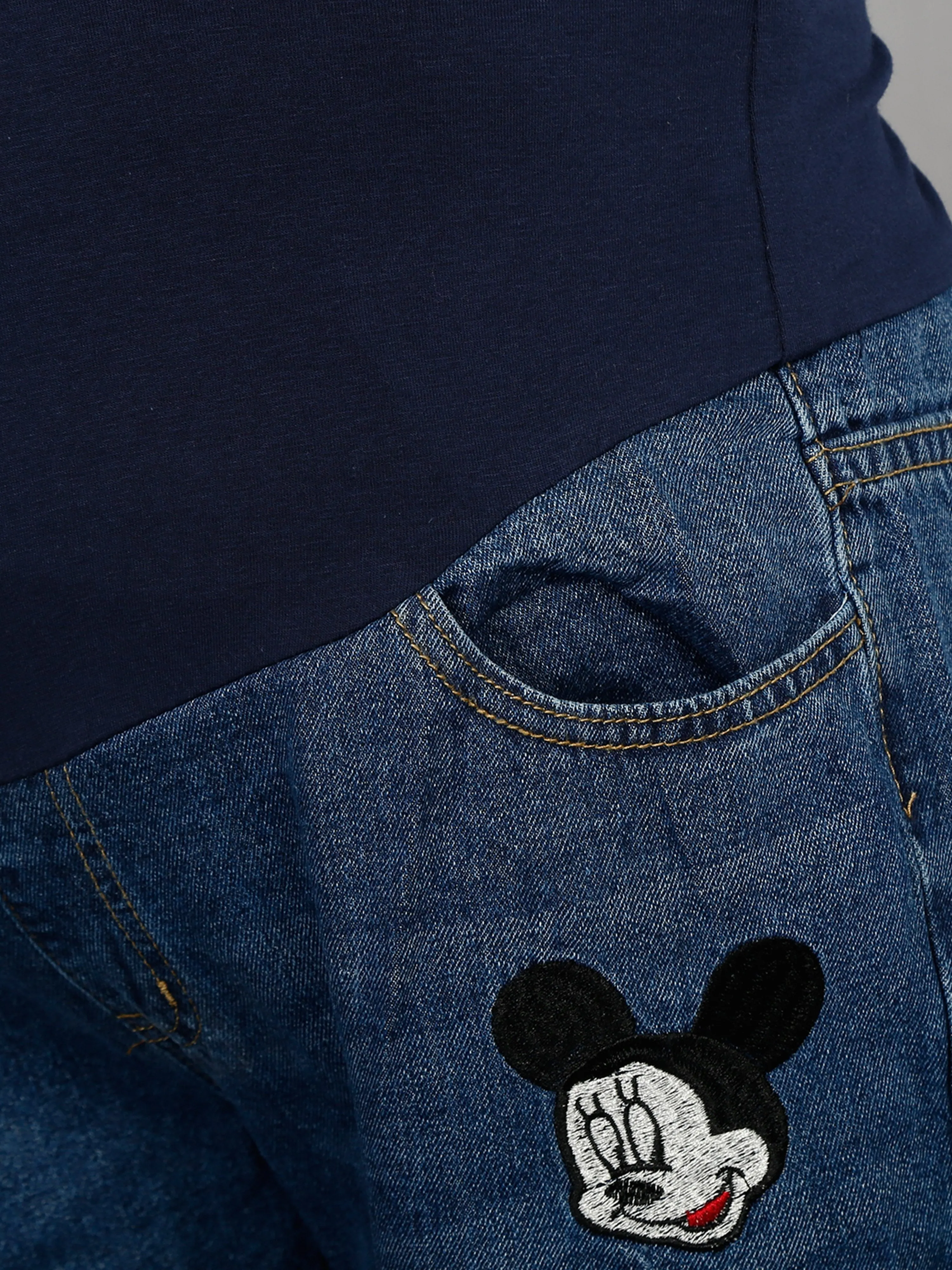 Cute Mickey Denims with Belly Support