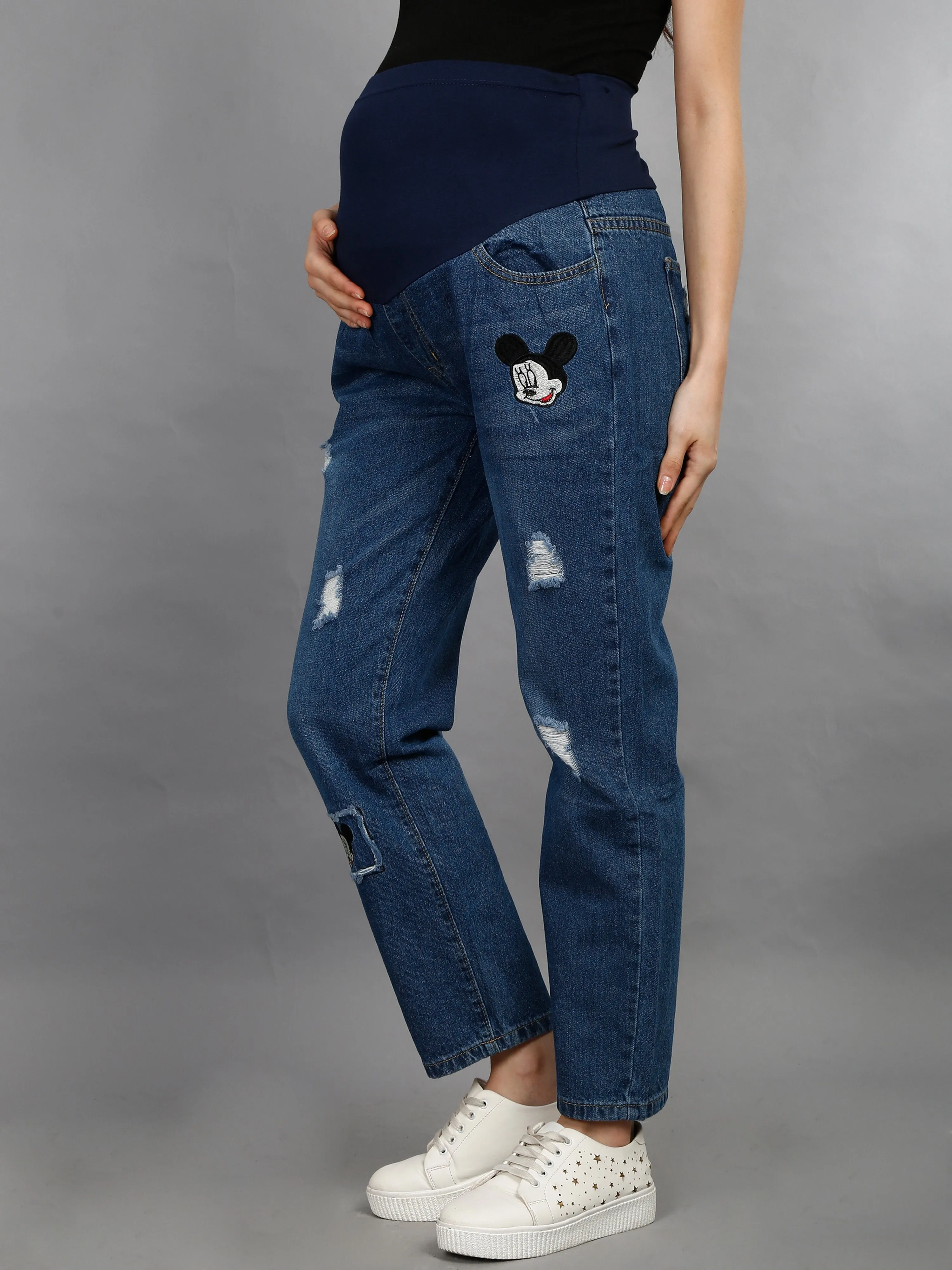 Cute Mickey Denims with Belly Support