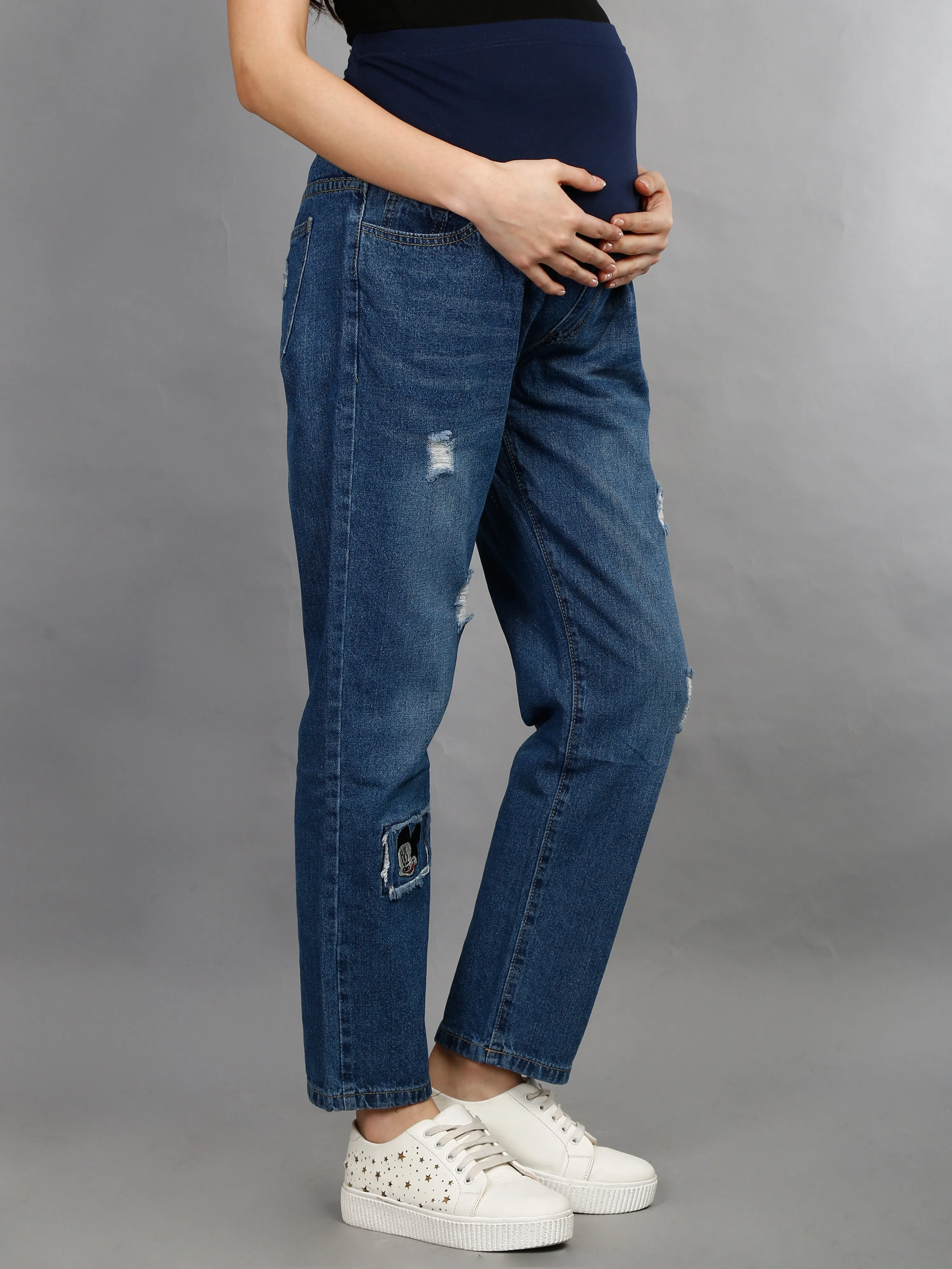 Cute Mickey Denims with Belly Support