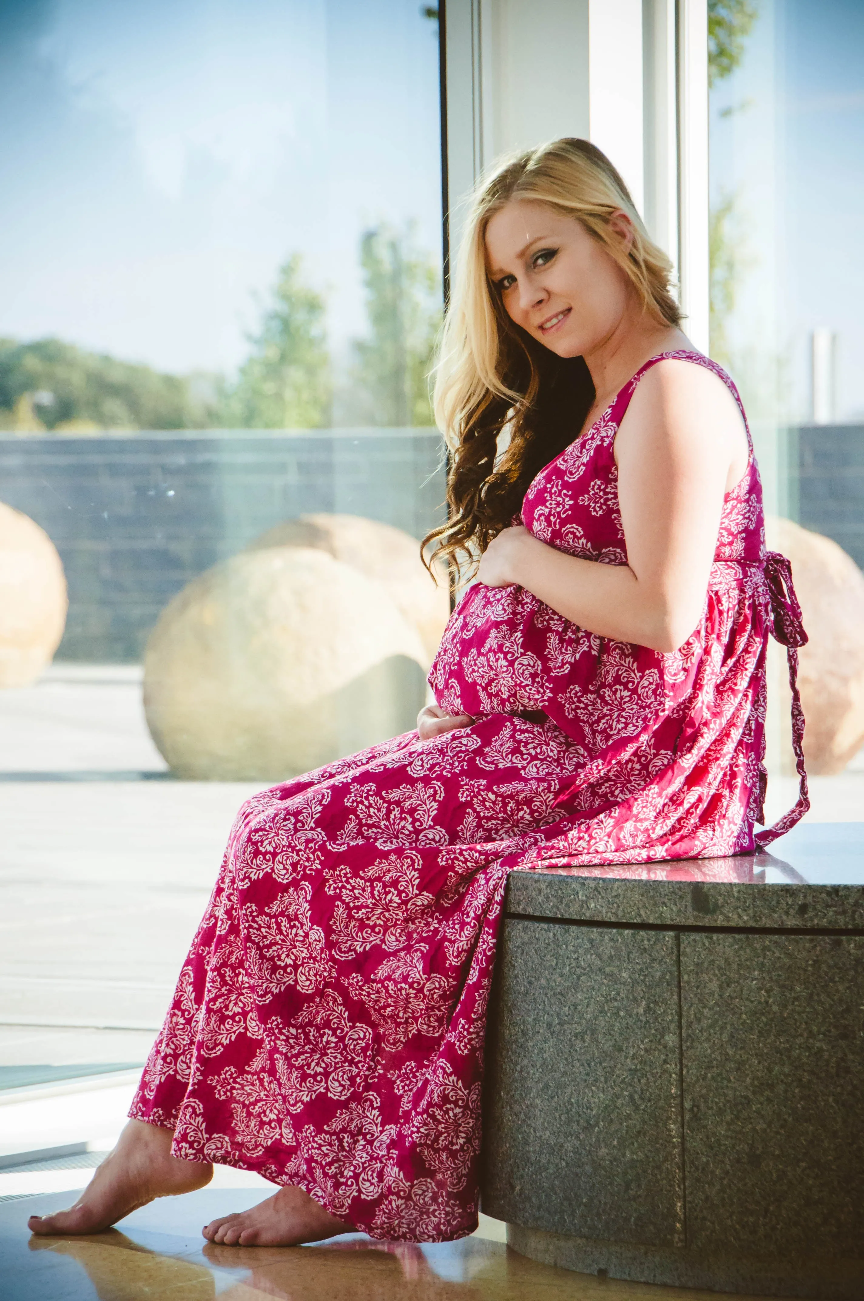 Damask Maternity Maxi Dress