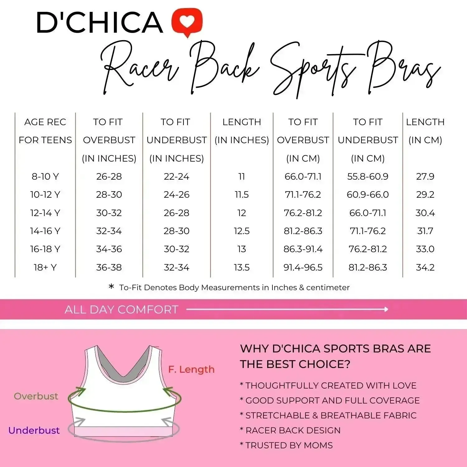 D’chica Racerback Sports Bra Full Coverage Flat Padding and Nipple Coverage with Graphic Print