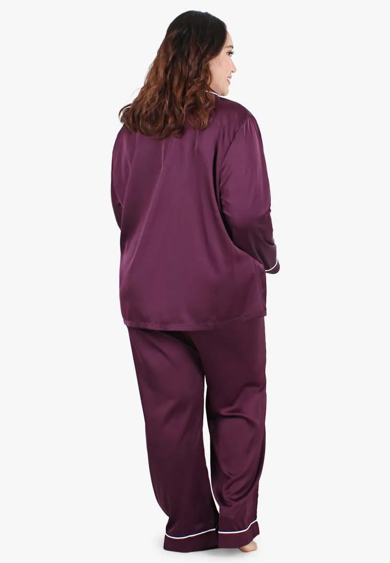 Dreamer Satin Lux Sleepwear Long Set - Purple