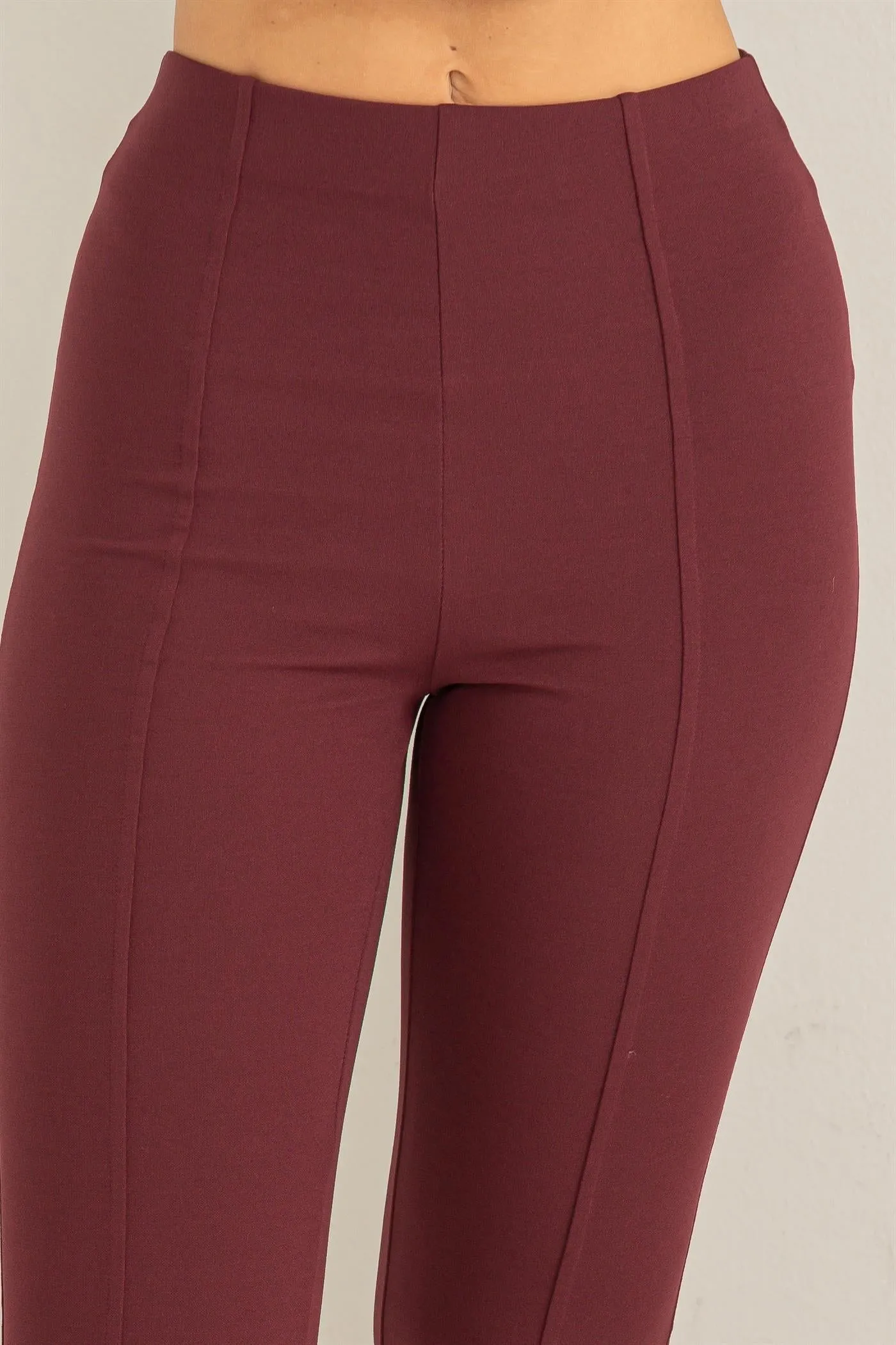 DZ23G489-High-waist Pintuck Flared Pants