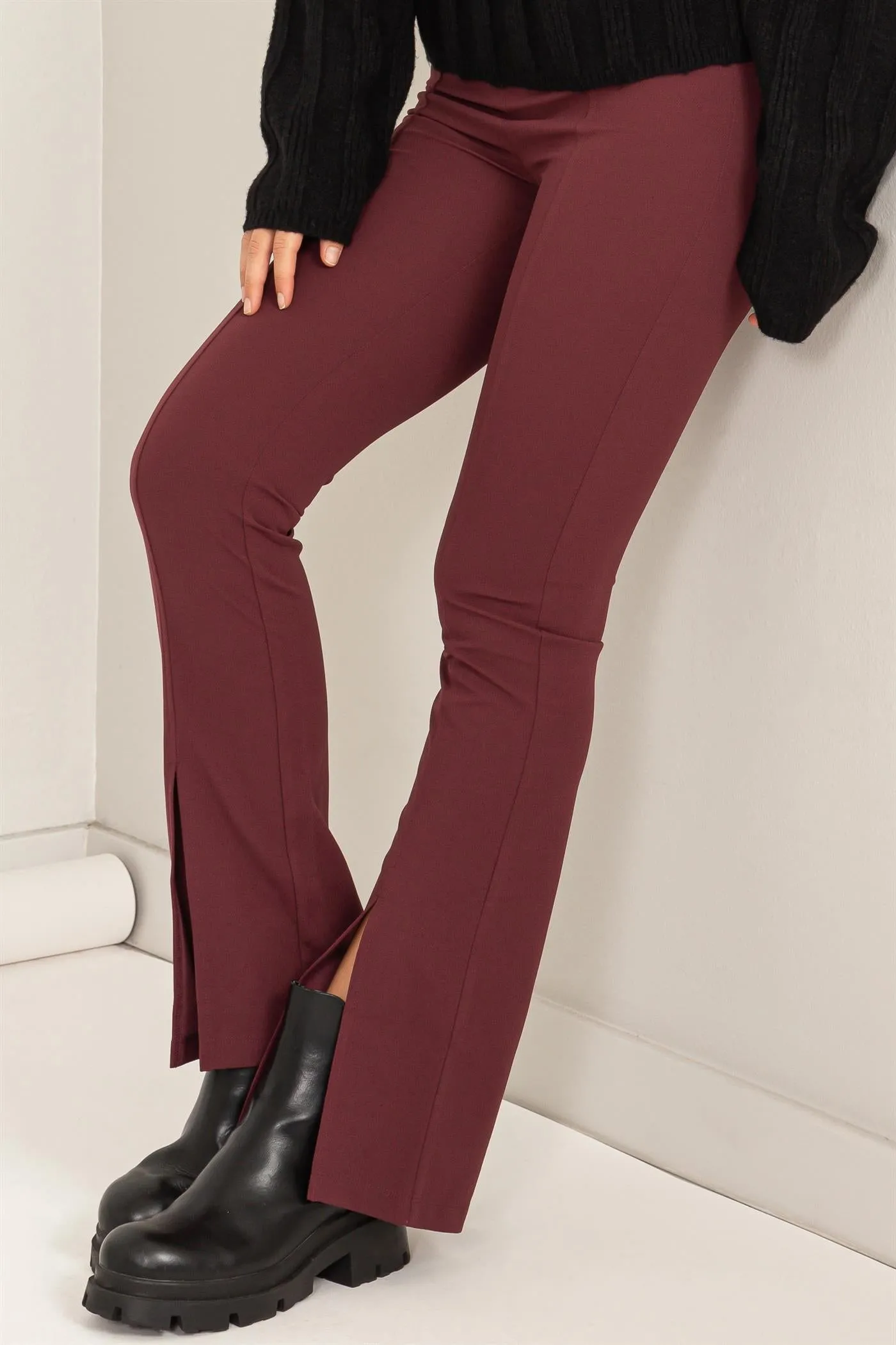 DZ23G489-High-waist Pintuck Flared Pants