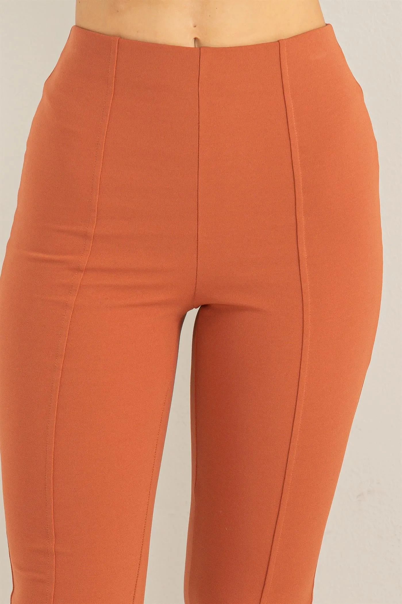 DZ23G489-High-waist Pintuck Flared Pants