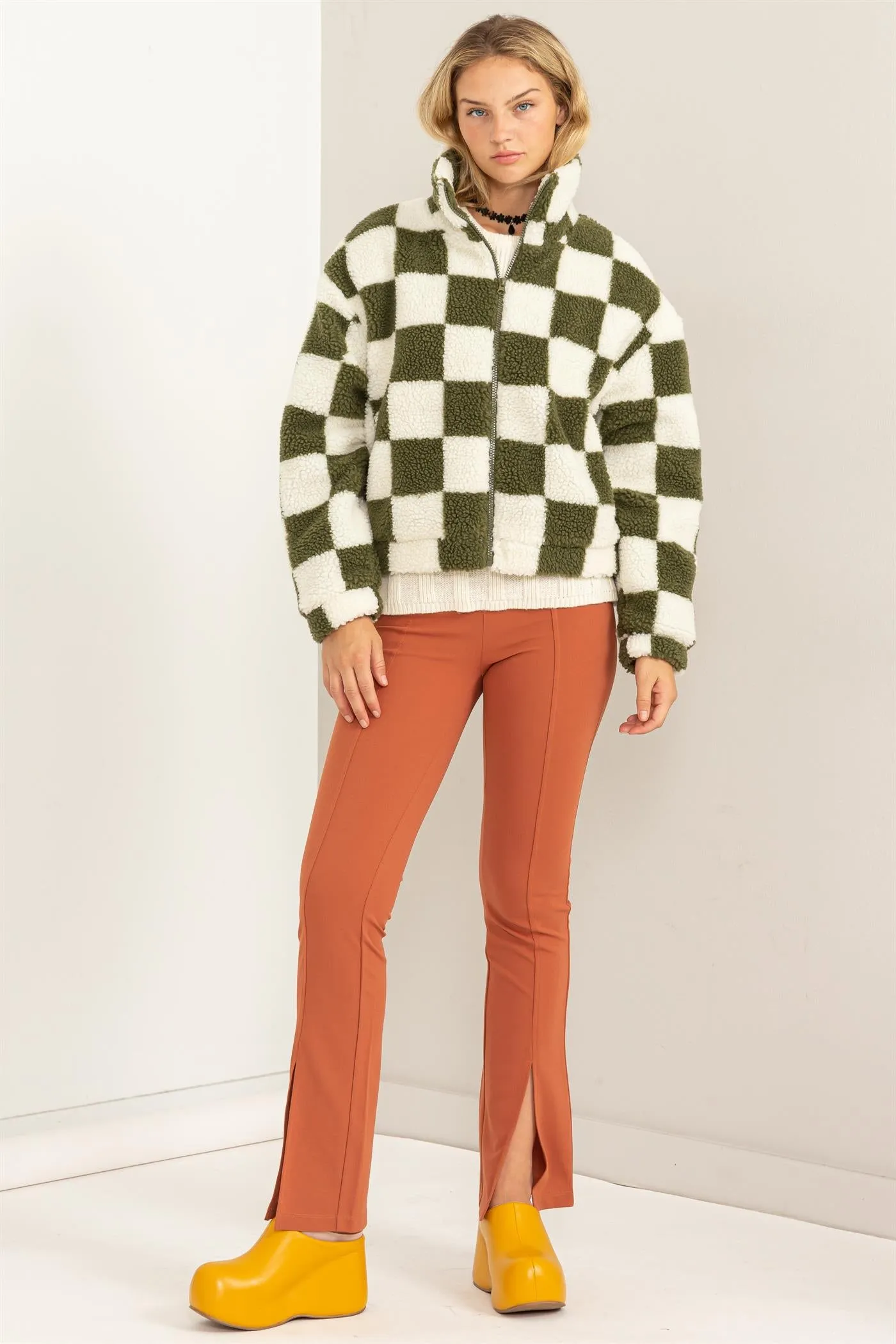 DZ23G489-High-waist Pintuck Flared Pants