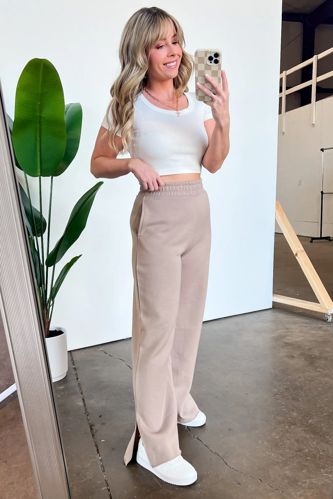 Easygoing Style Wide Leg Front Slit Lounge Pants - FINAL SALE