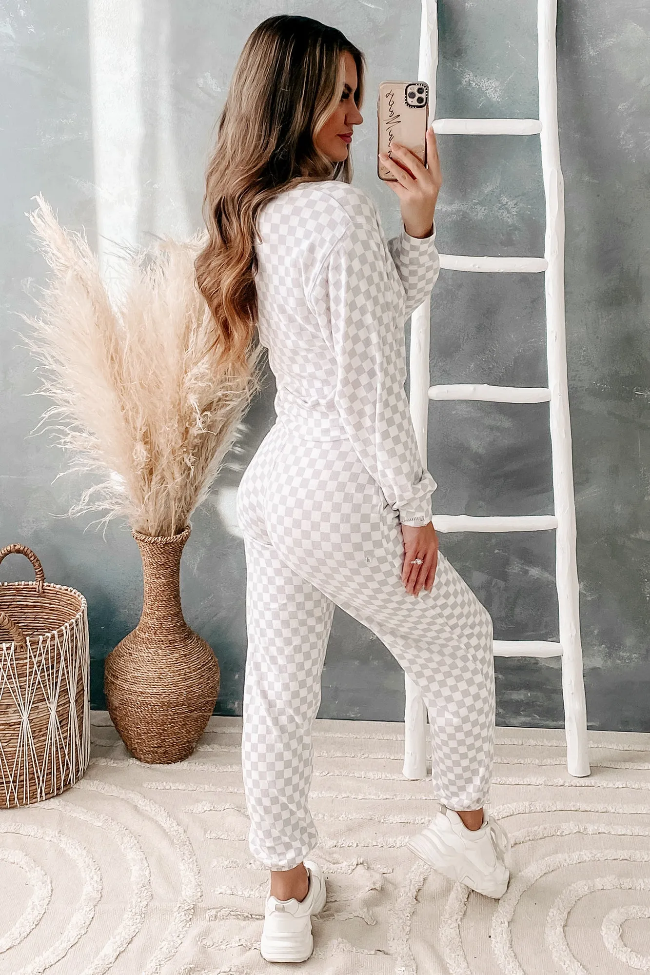 Edge Of Style Checkered Print Two Piece Set (Lilac Fog)