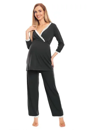 Elegant Lace Maternity & Nursing Pajama Set