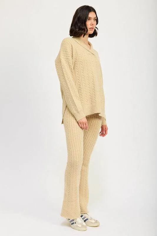 Emory Park Cable Knit Flared Pants