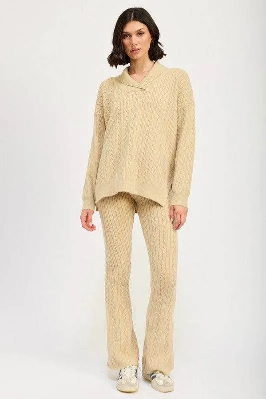 Emory Park Cable Knit Flared Pants