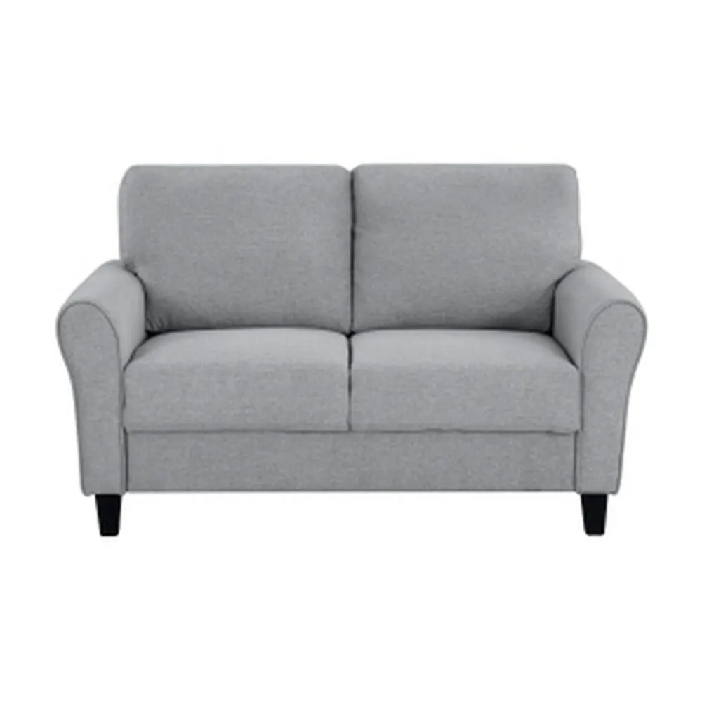 Engi 58" Loveseat, Gray Polyester, Attached Back Cushion By Casagear Home