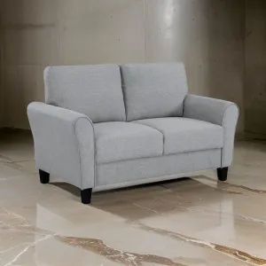 Engi 58" Loveseat, Gray Polyester, Attached Back Cushion By Casagear Home