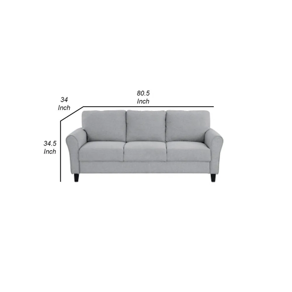 Engi 81" Accent Sofa, Gray Polyester, Attached Back Cushion By Casagear Home