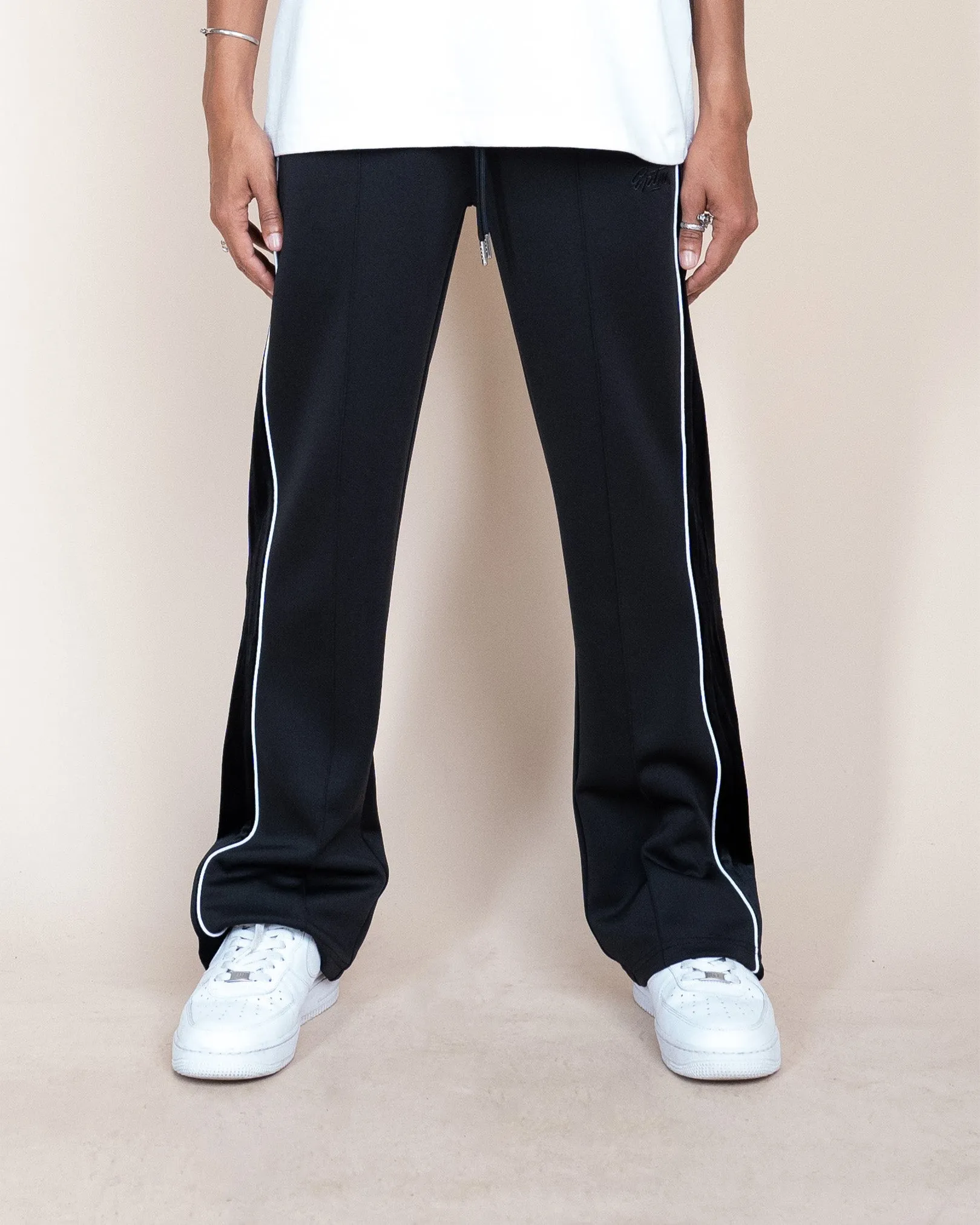 EPTM VELOUR PIPING TRACK PANTS - BLACK