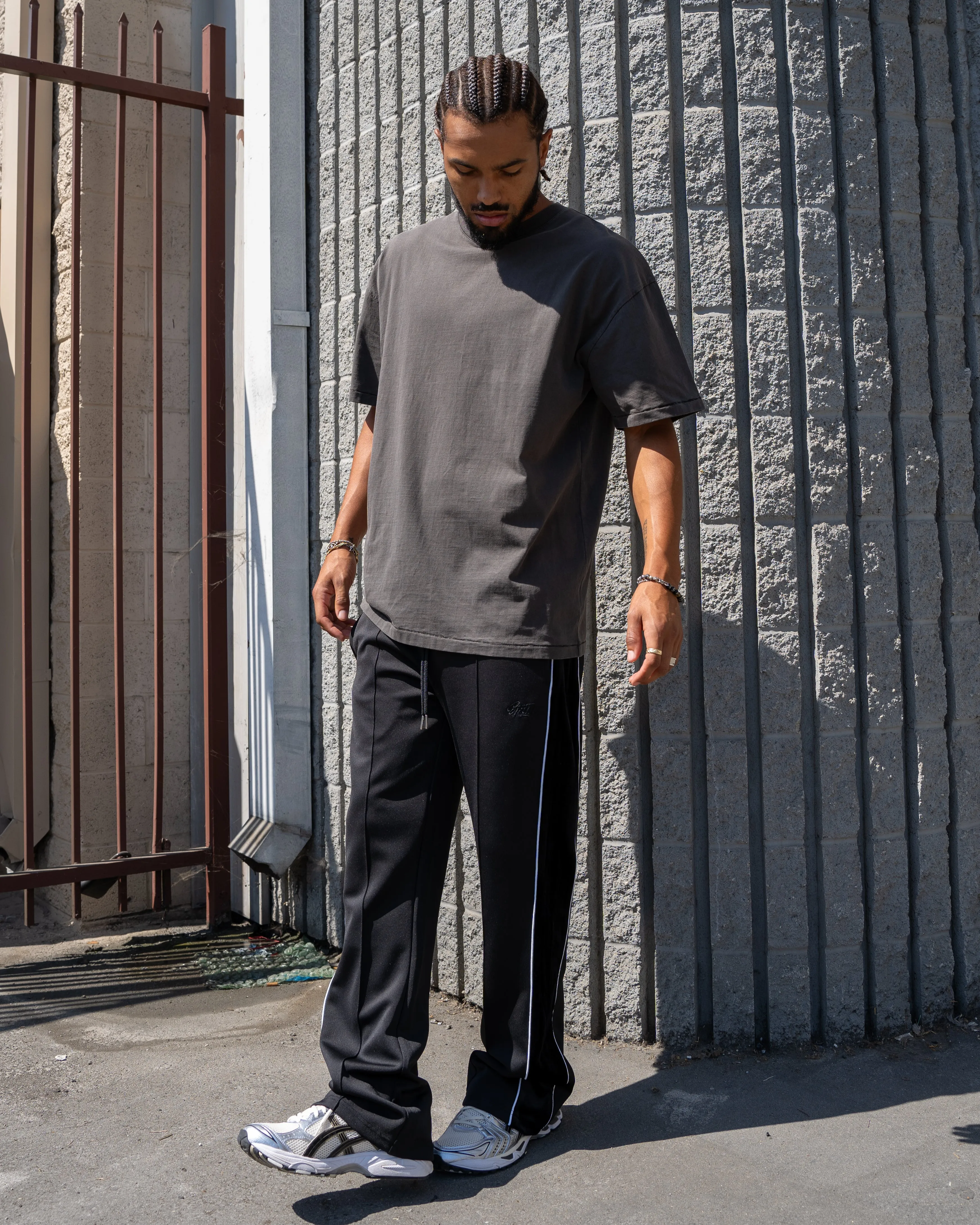 EPTM VELOUR PIPING TRACK PANTS - BLACK