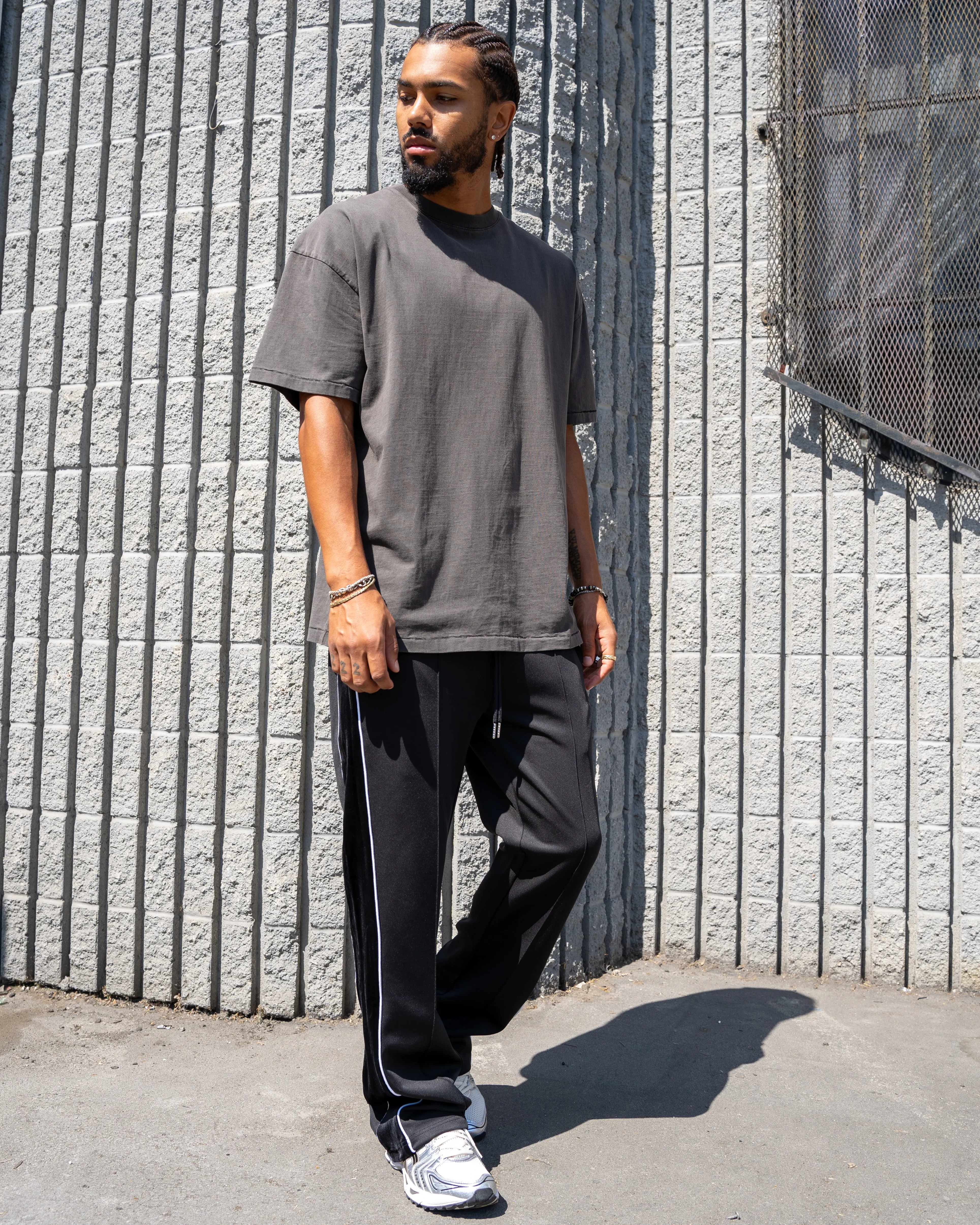 EPTM VELOUR PIPING TRACK PANTS - BLACK