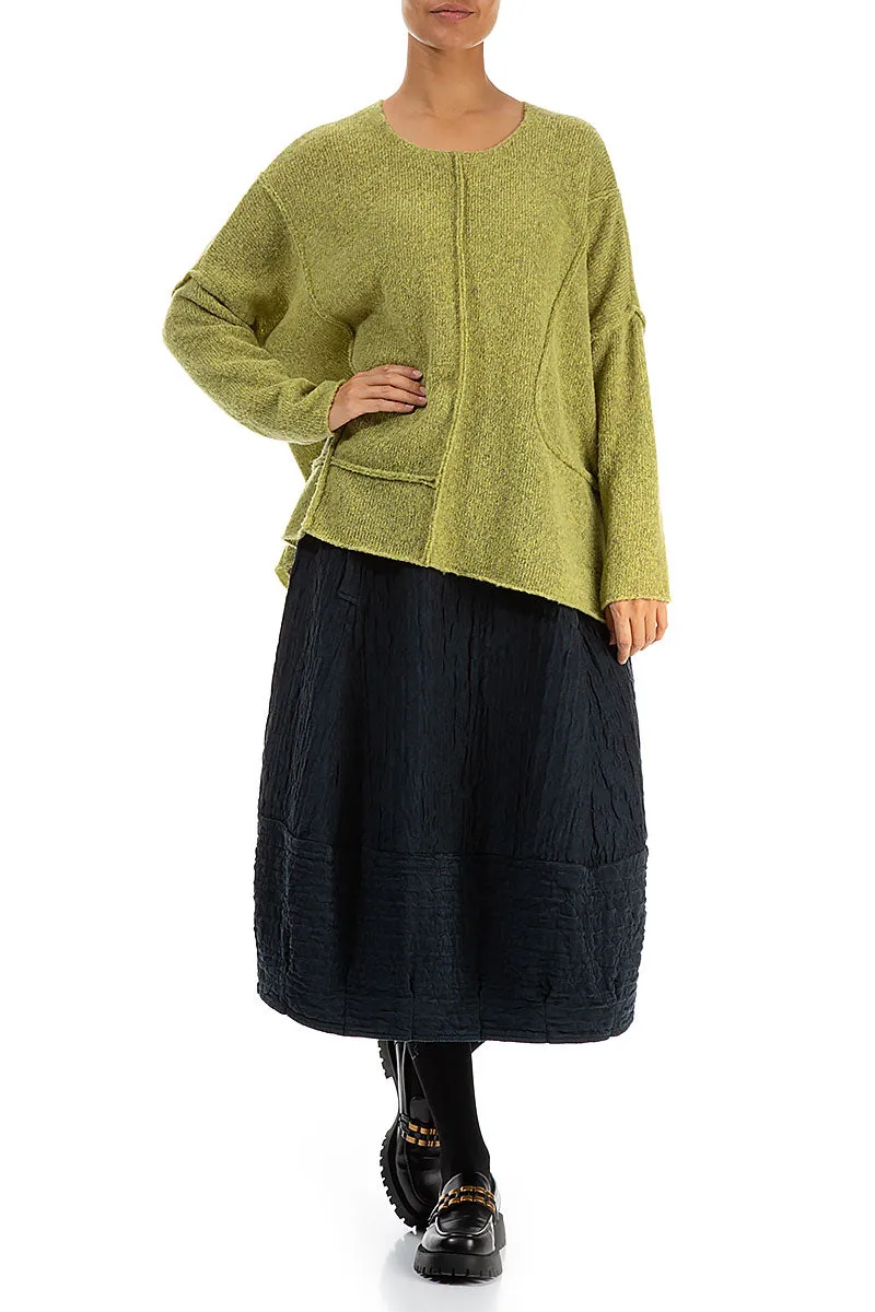 Exposed Seam Golden Lime Wool Sweater