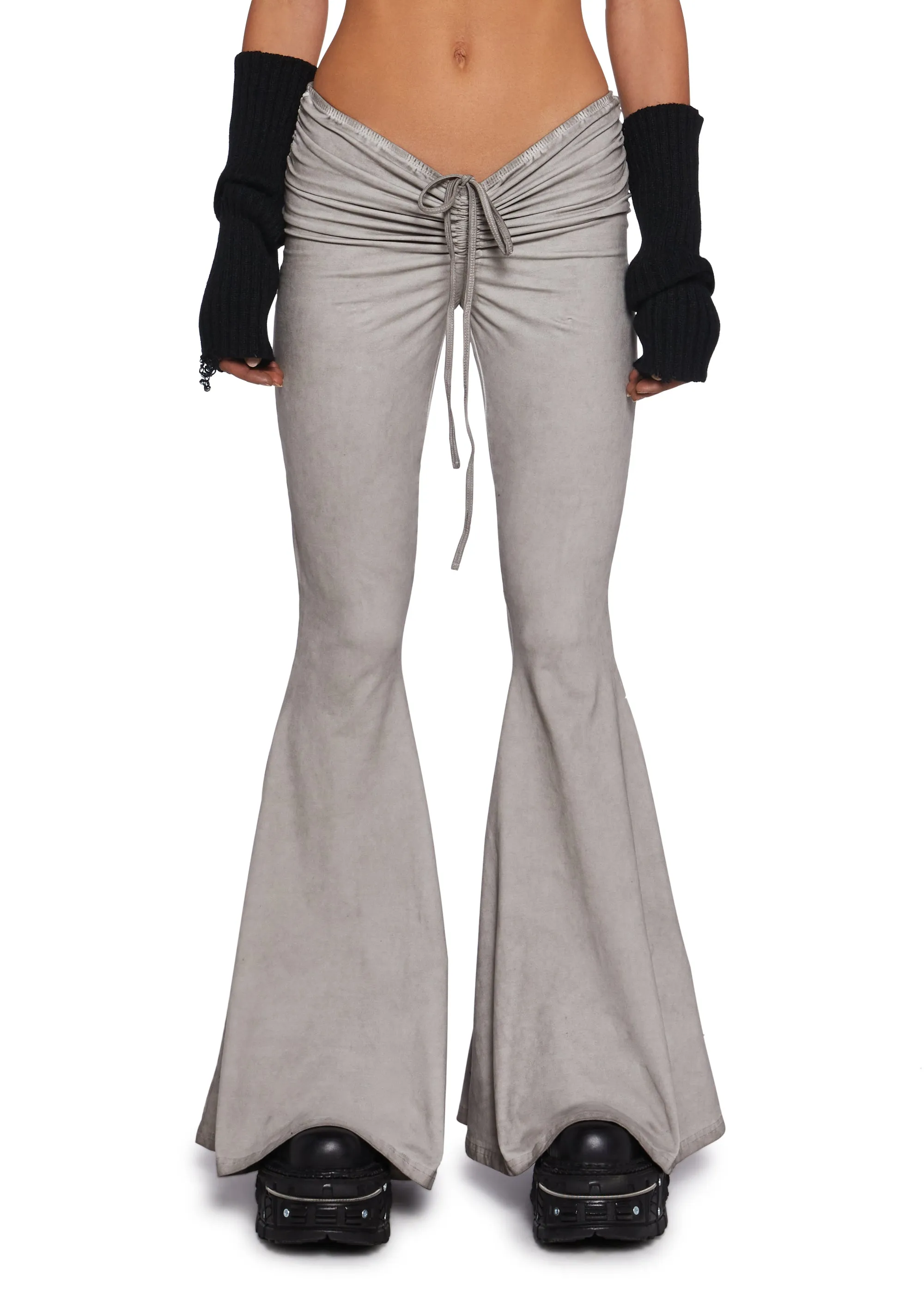 Fader V-Cut Washed Bell Bottoms - Ecru