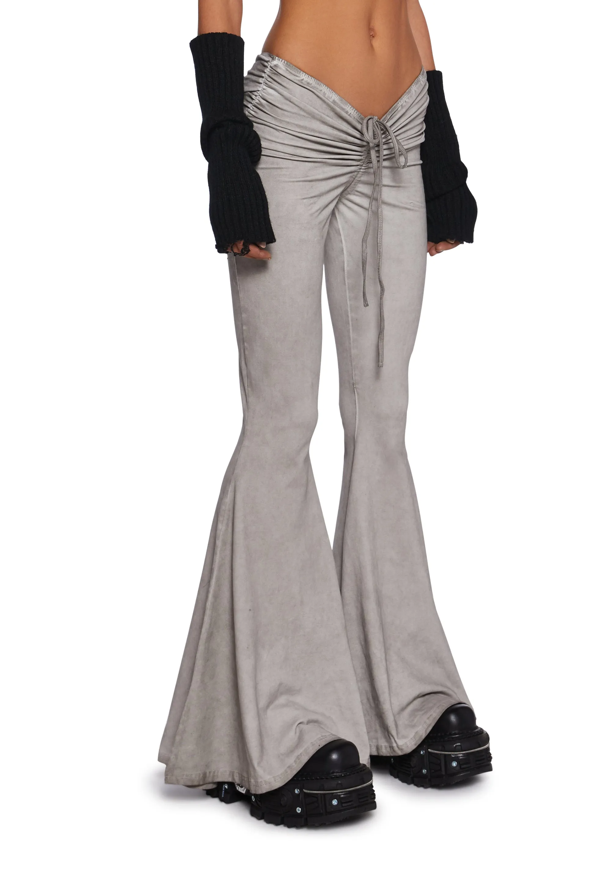 Fader V-Cut Washed Bell Bottoms - Ecru