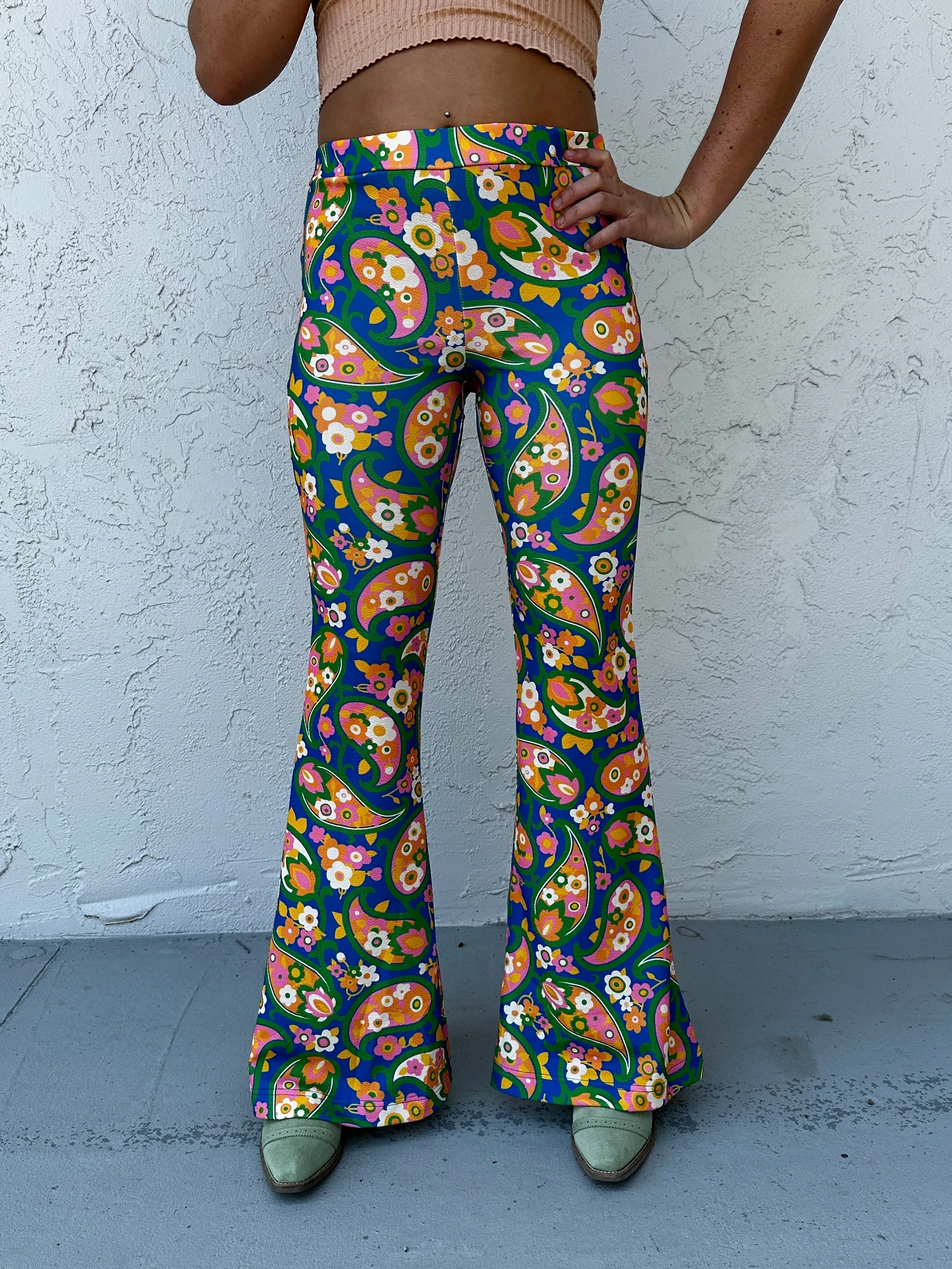 Find Your Groove Retro Paisley Mod Print Two Piece Bell Bottom Pants Set ~ Sold Separately