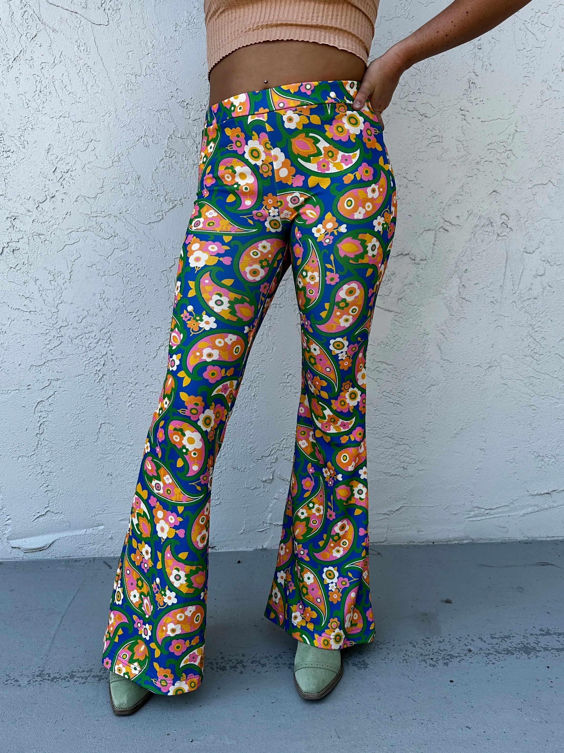 Find Your Groove Retro Paisley Mod Print Two Piece Bell Bottom Pants Set ~ Sold Separately