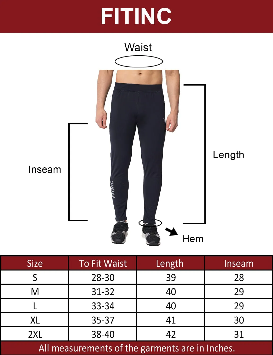 Fitinc Slimfit Navy Blue Trackpant for Gym & Yoga