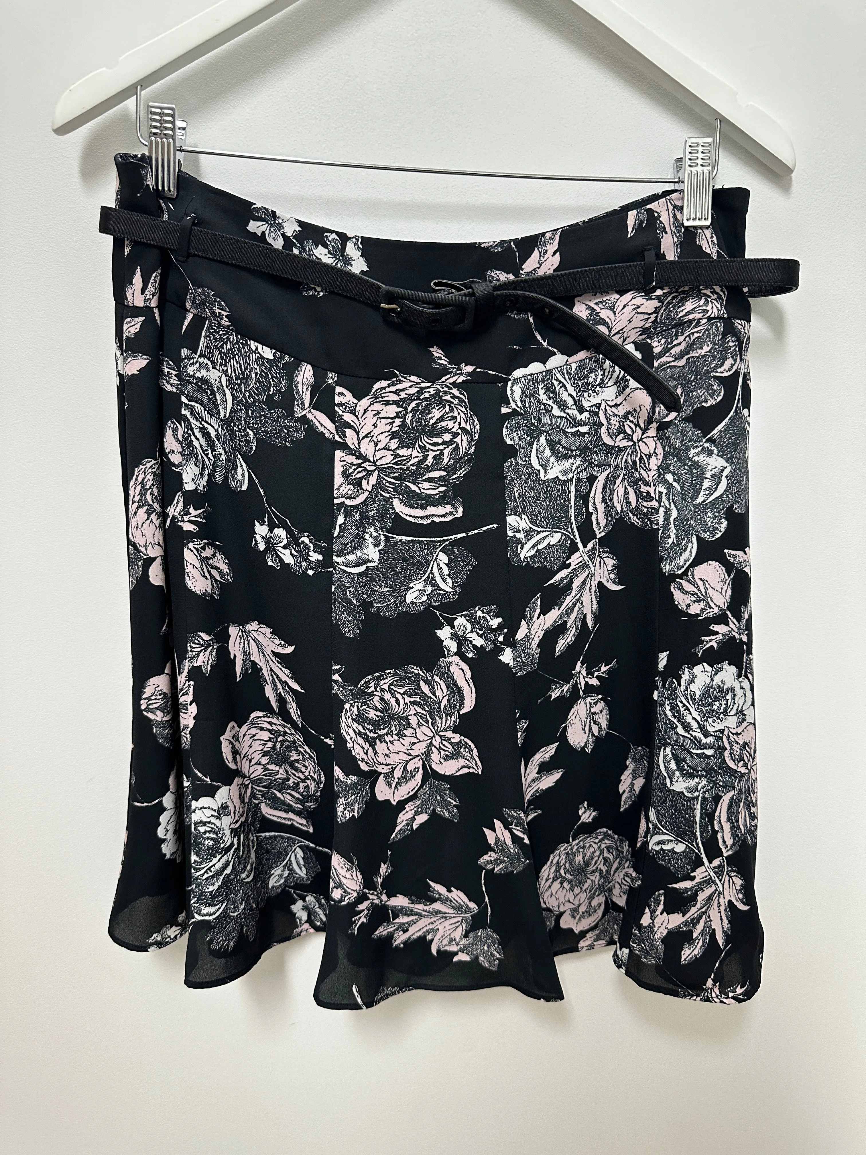 Floral High Waisted Black Skirt