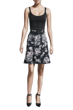 Floral High Waisted Black Skirt