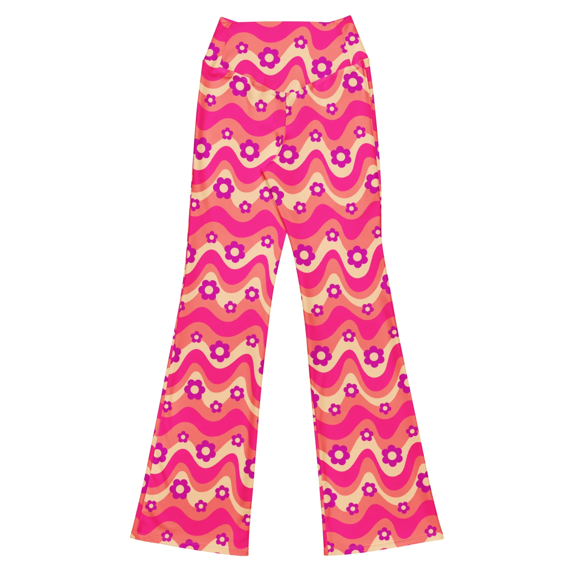 Flower Power Pink Flare Leggings