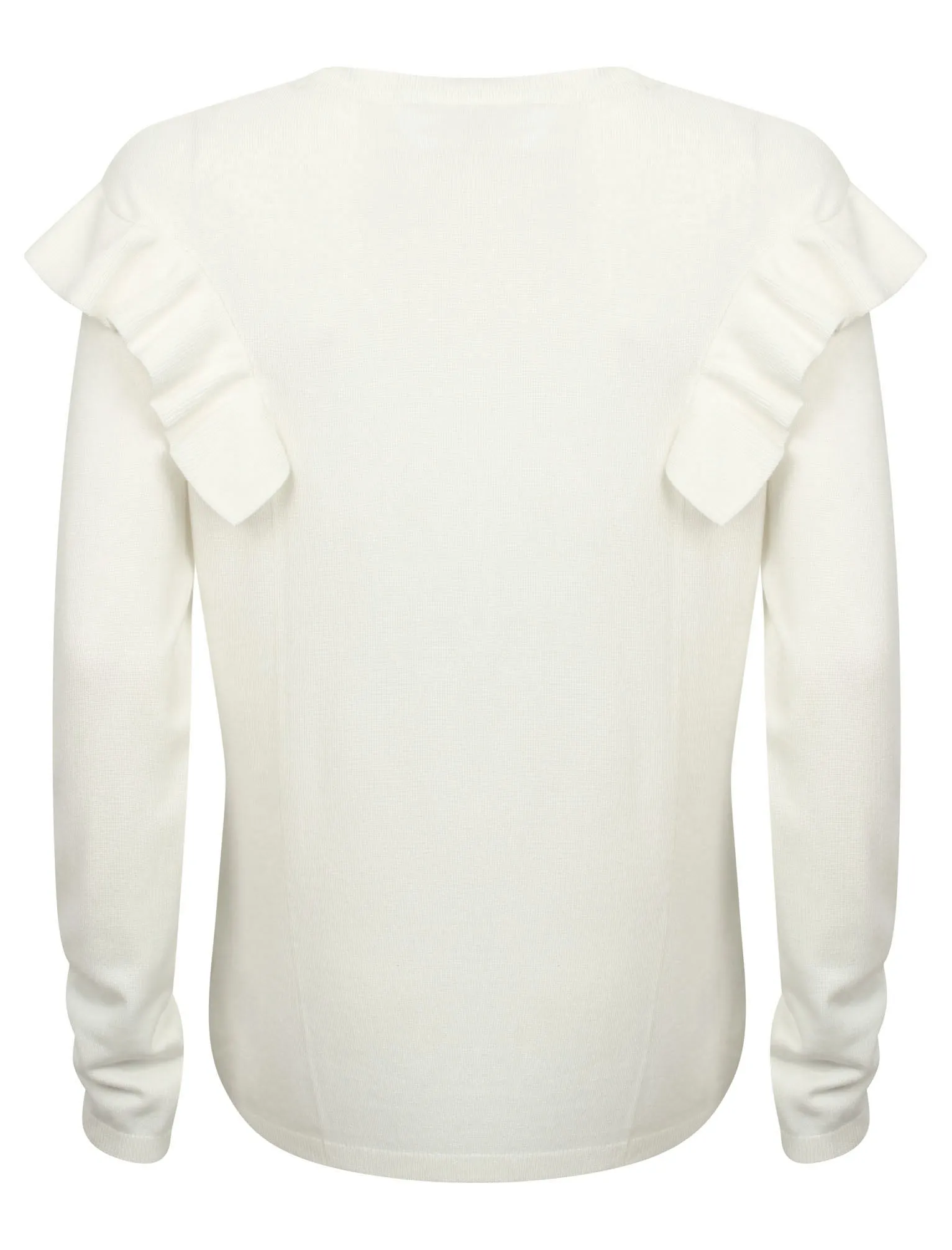 Gardenia Crew Neck Knitted Jumper with Frills in Cream - Tokyo Laundry