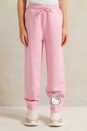 Girls Pink Hello Kitty Print Active Pants