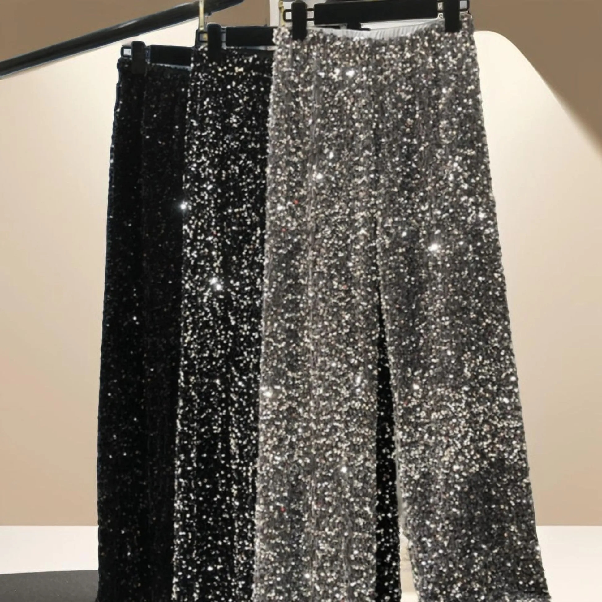 Gorgeous Style High waist wide leg sparkling pants