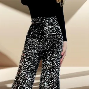 Gorgeous Style High waist wide leg sparkling pants