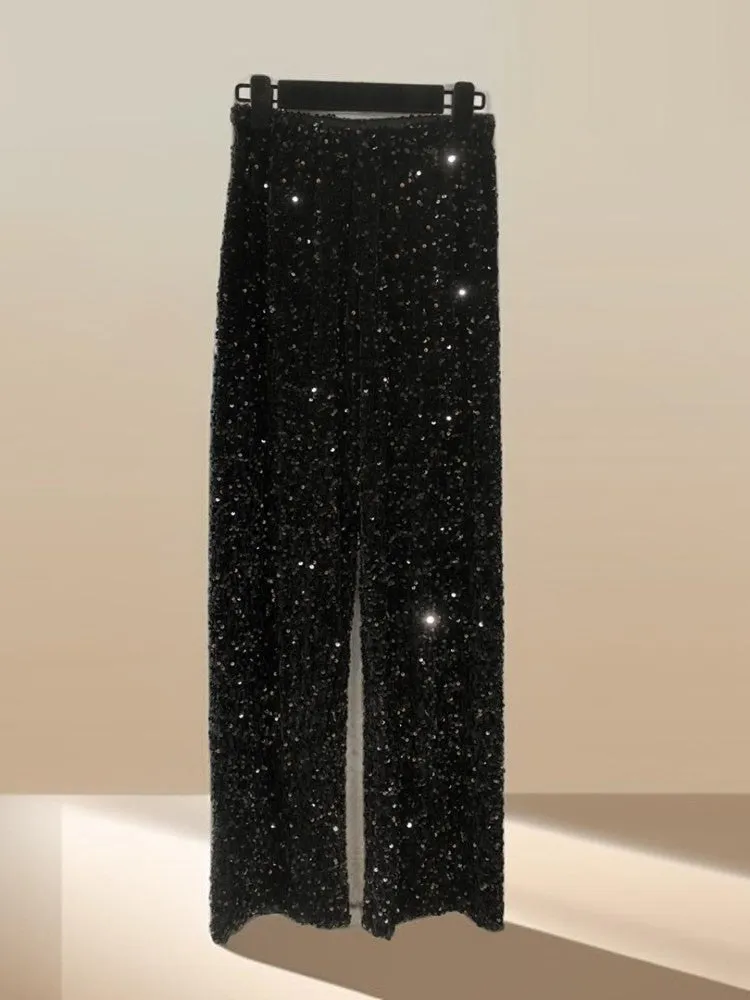 Gorgeous Style High waist wide leg sparkling pants