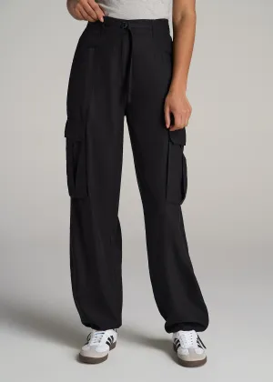 High Rise Cargo Parachute Pant Women's in Black