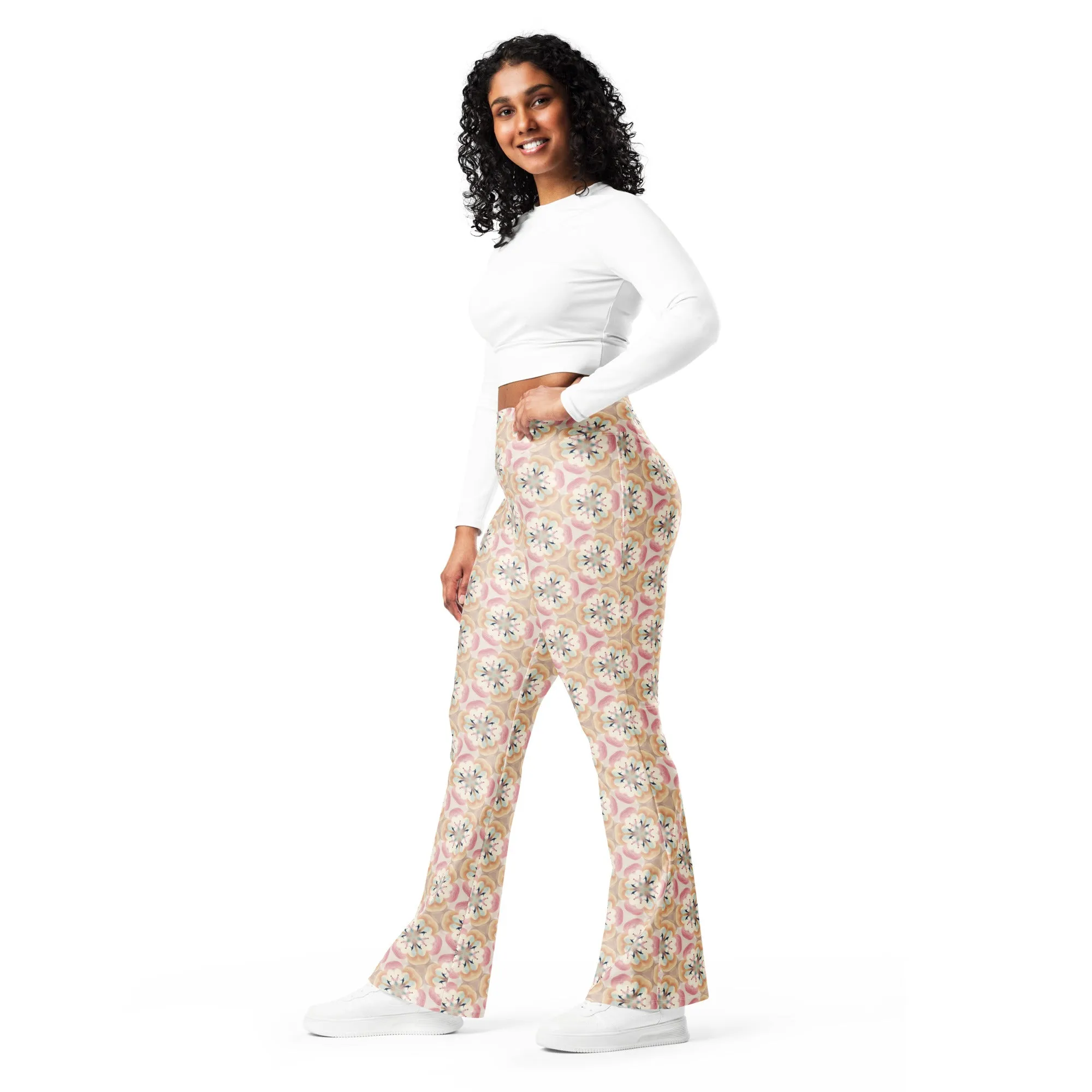 High-Rise Flared Leggings Pastel Petals