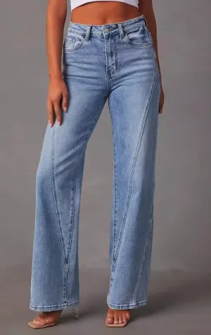 High waisted denim jeans