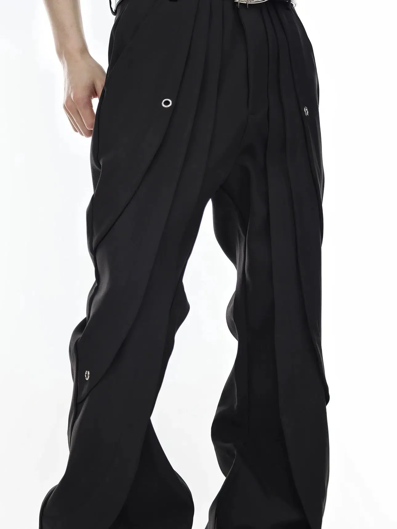 High-Waisted Pleated Flared Pants