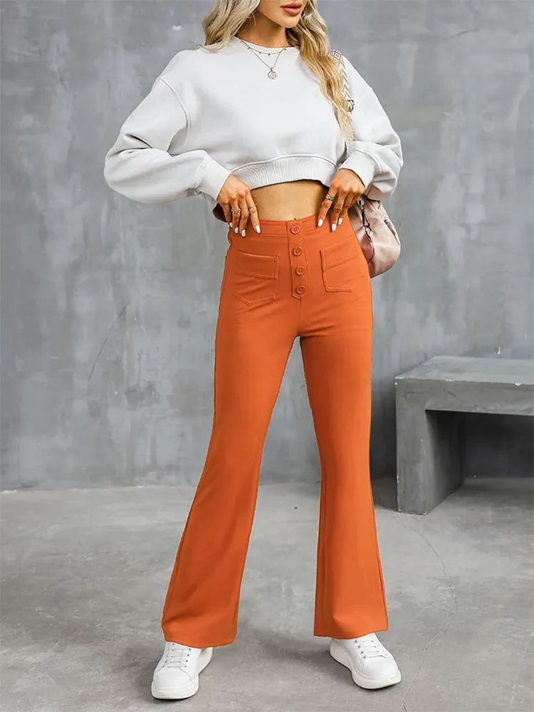 High Waisted Stretchy Flared Pants